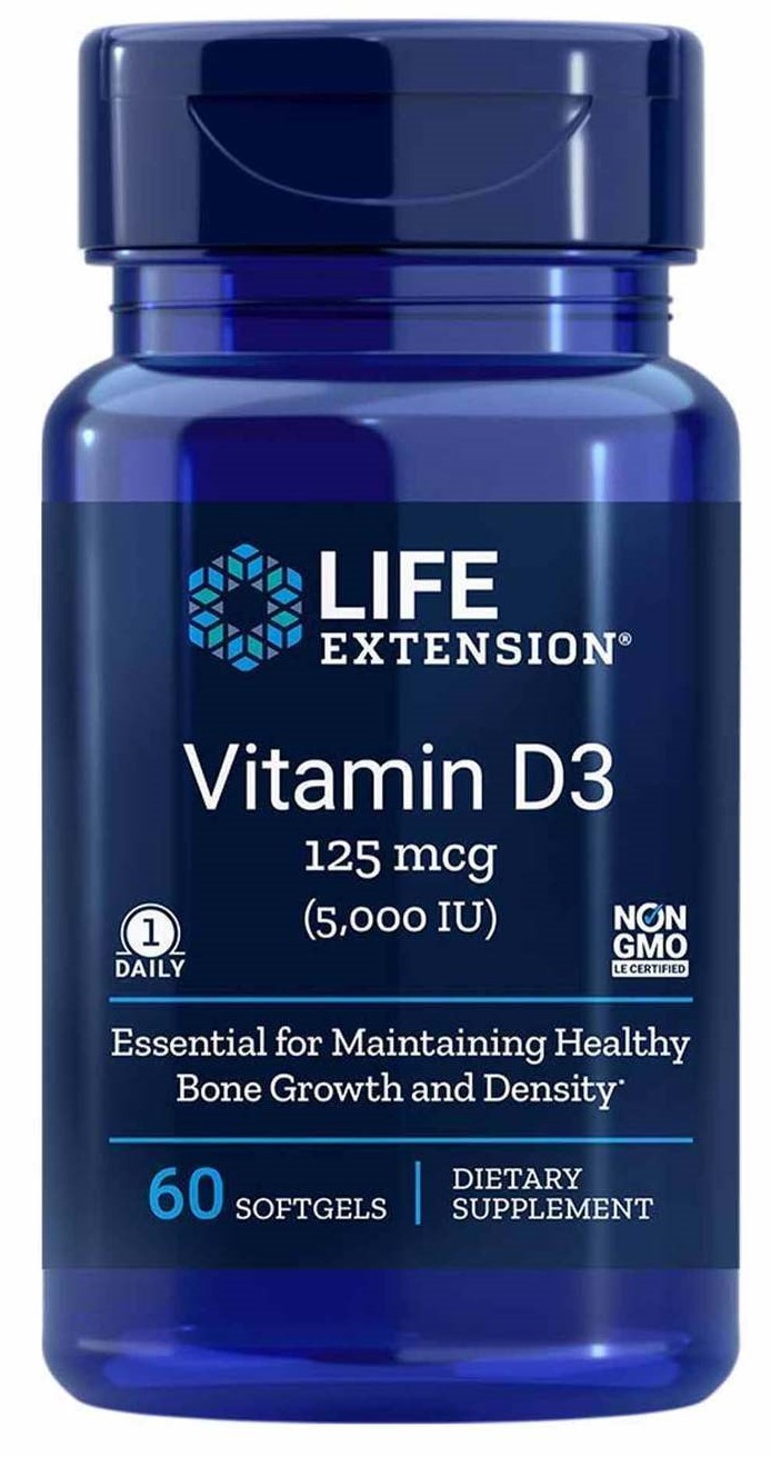 Vitamine D3, 125mcg, 5.000IU, 60 softgels